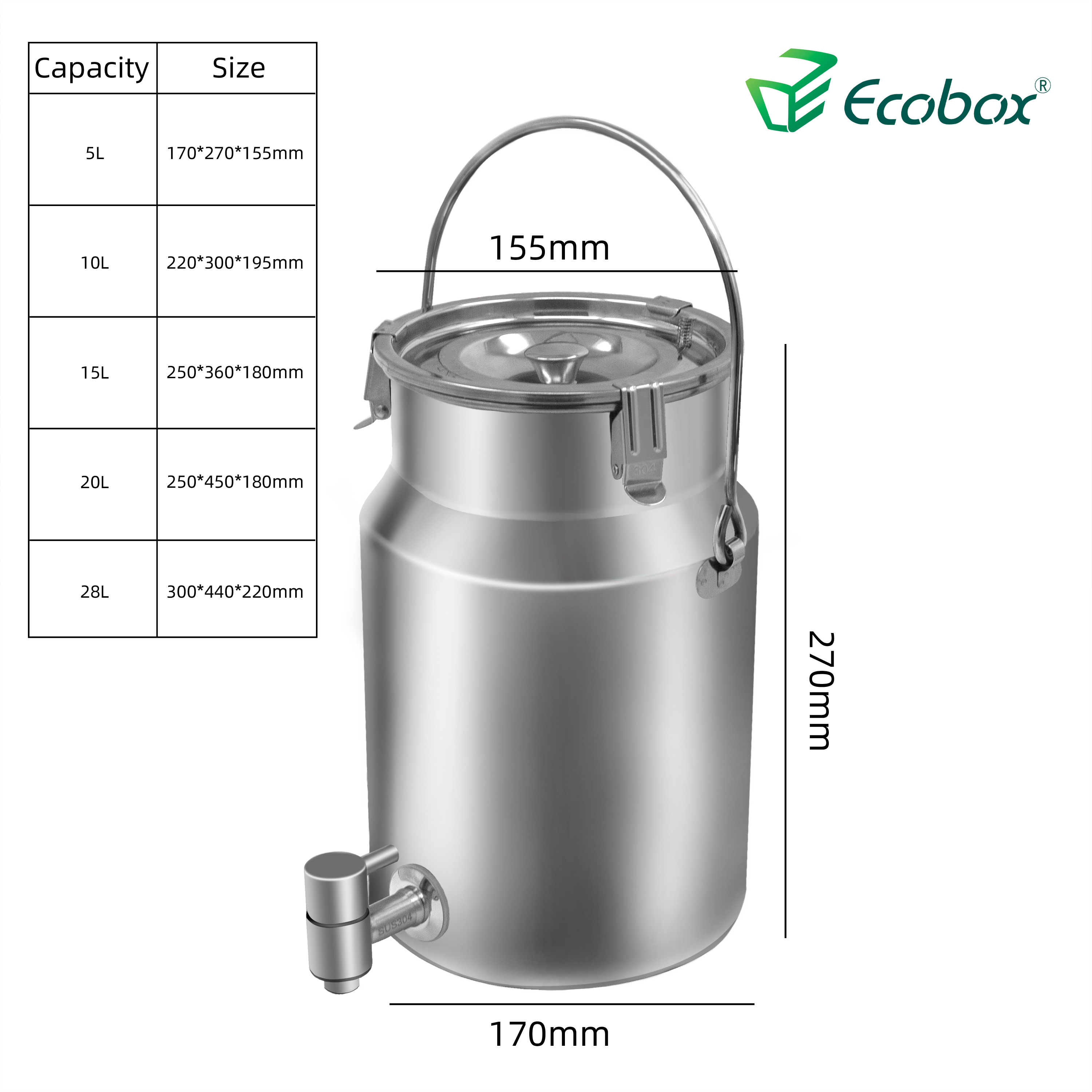 YT-001 5L Edelstahl Lebensmittelqualität Milchtrommeln mit Wasserhahn